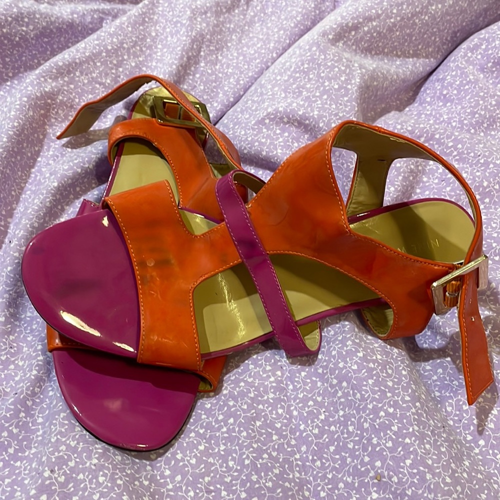 Pink and orange Nine West heel sandal